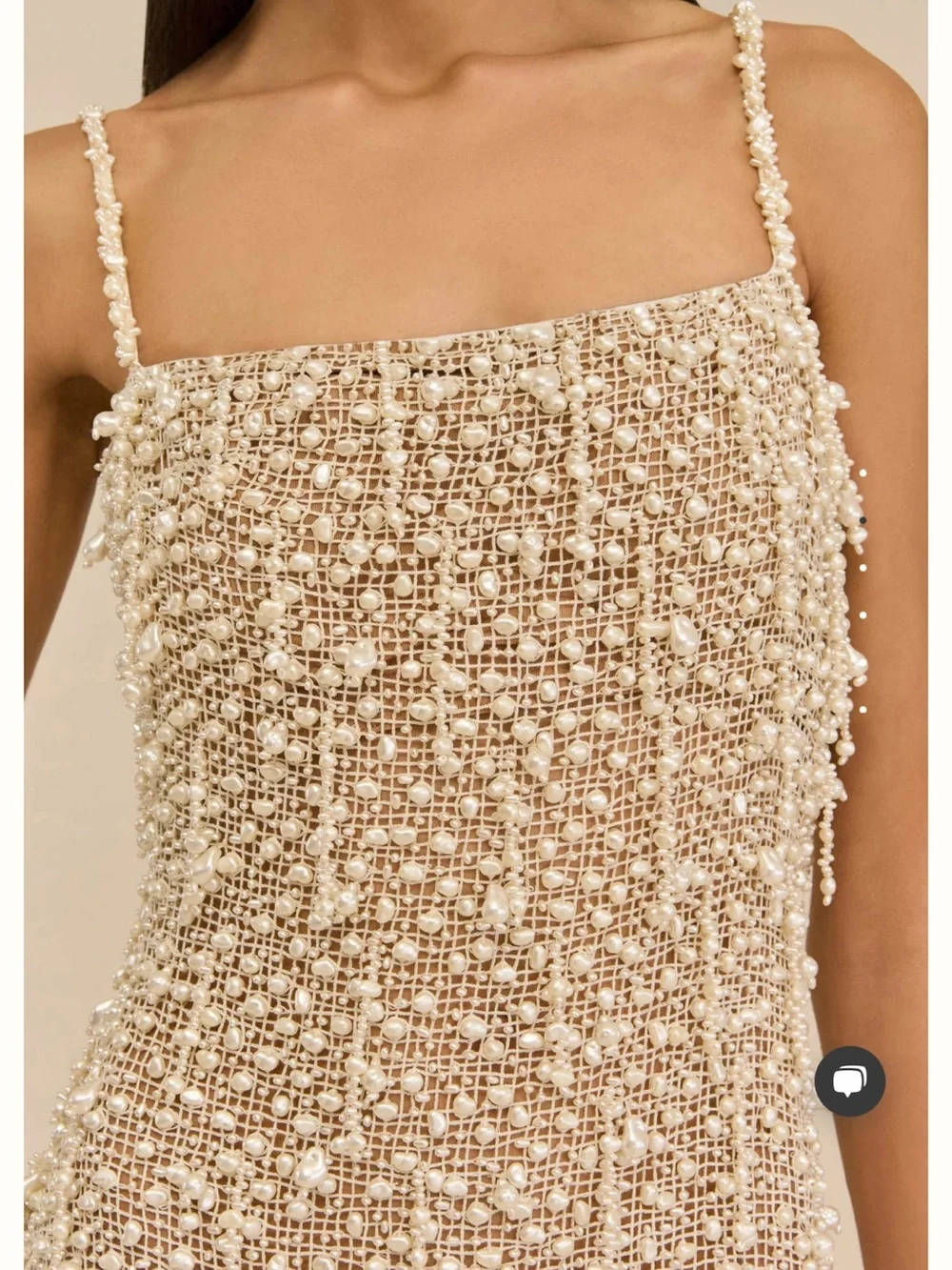 cult gaia ginevra gown- Ivory Beaded Fringe Midi Dress - Picture 5 of 6